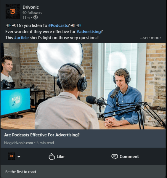 LinkedIn Post for Creating Captions Article
