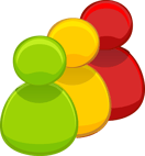 3rd Party Data Icon - 3D 3 Person with Red-Yellow-Green Colors